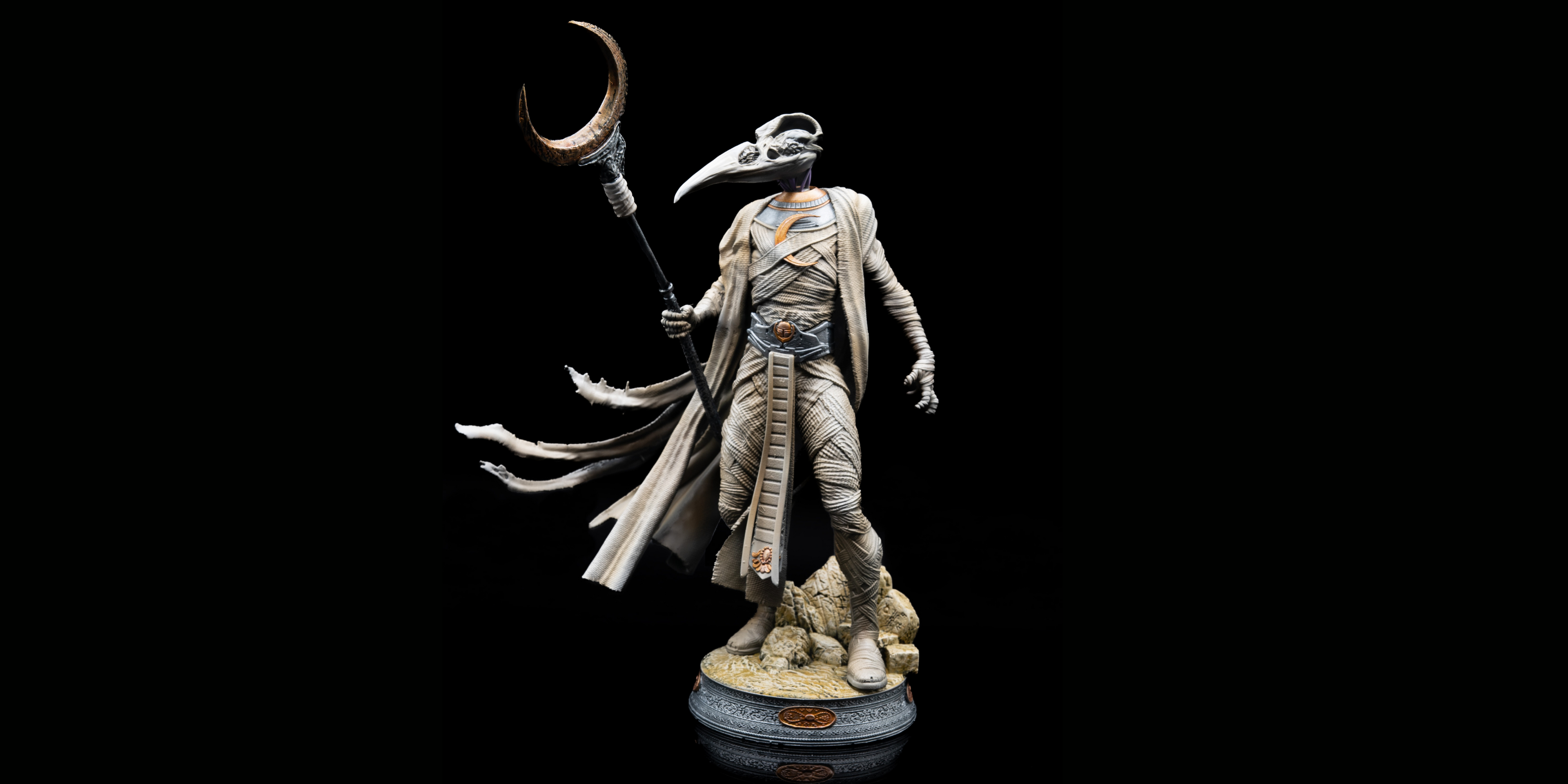 Khonshu Marvel Moon Knight Resin Figure Premium | Hand-Painted Collectible Statue | Egyptian God 24cm-16cm