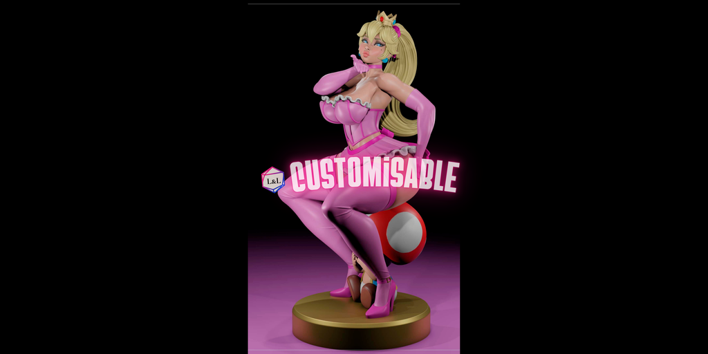 Princess Peach Resin Statue – SFW / NSFW / FUTA Options – Hand-Painted Erotic Super Mario Figure on Throne or Toad Fantasía – Arte 3D para Adultos 21cm-8''
