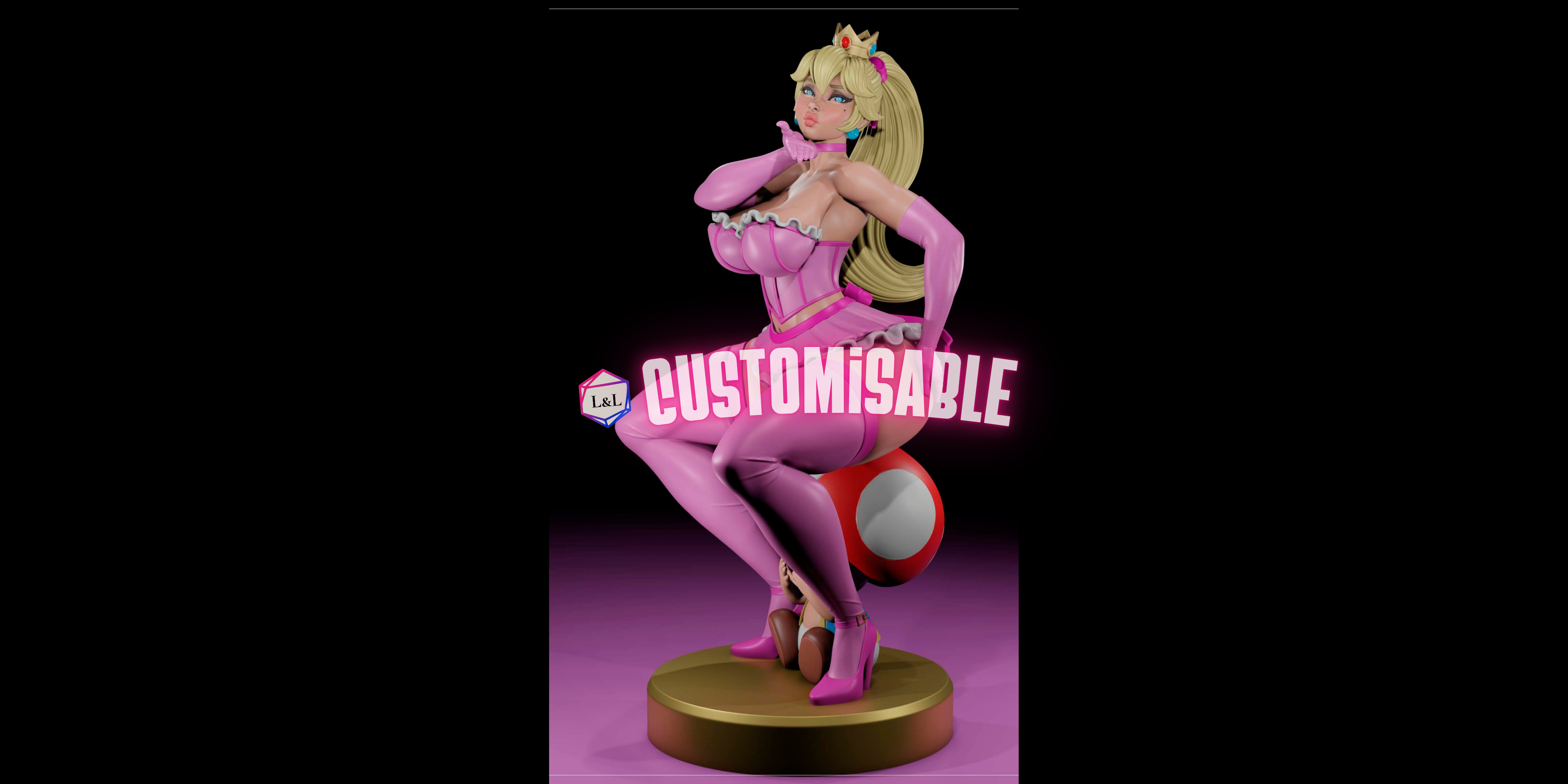 Princess Peach Resin Statue – SFW / NSFW / FUTA Options – Hand-Painted Erotic Super Mario Figure on Throne or Toad Fantasía – Arte 3D para Adultos 21cm-8''