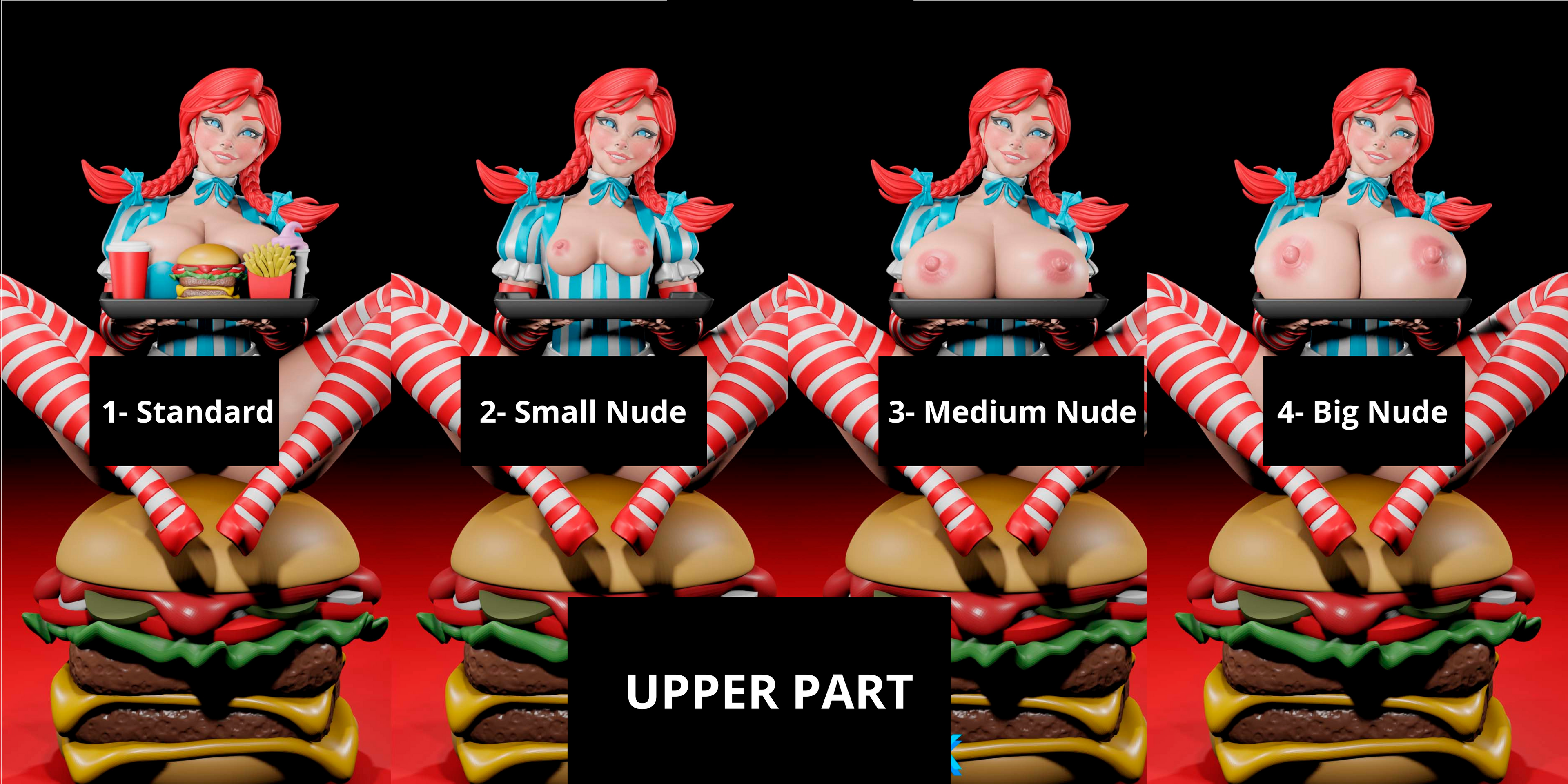 Sexy Wendy’s Burger Resin Statue – SFW / NSFW / FUTA Options – Hand-Painted Erotic Fast Food Mascot Figure 18cm-7''
