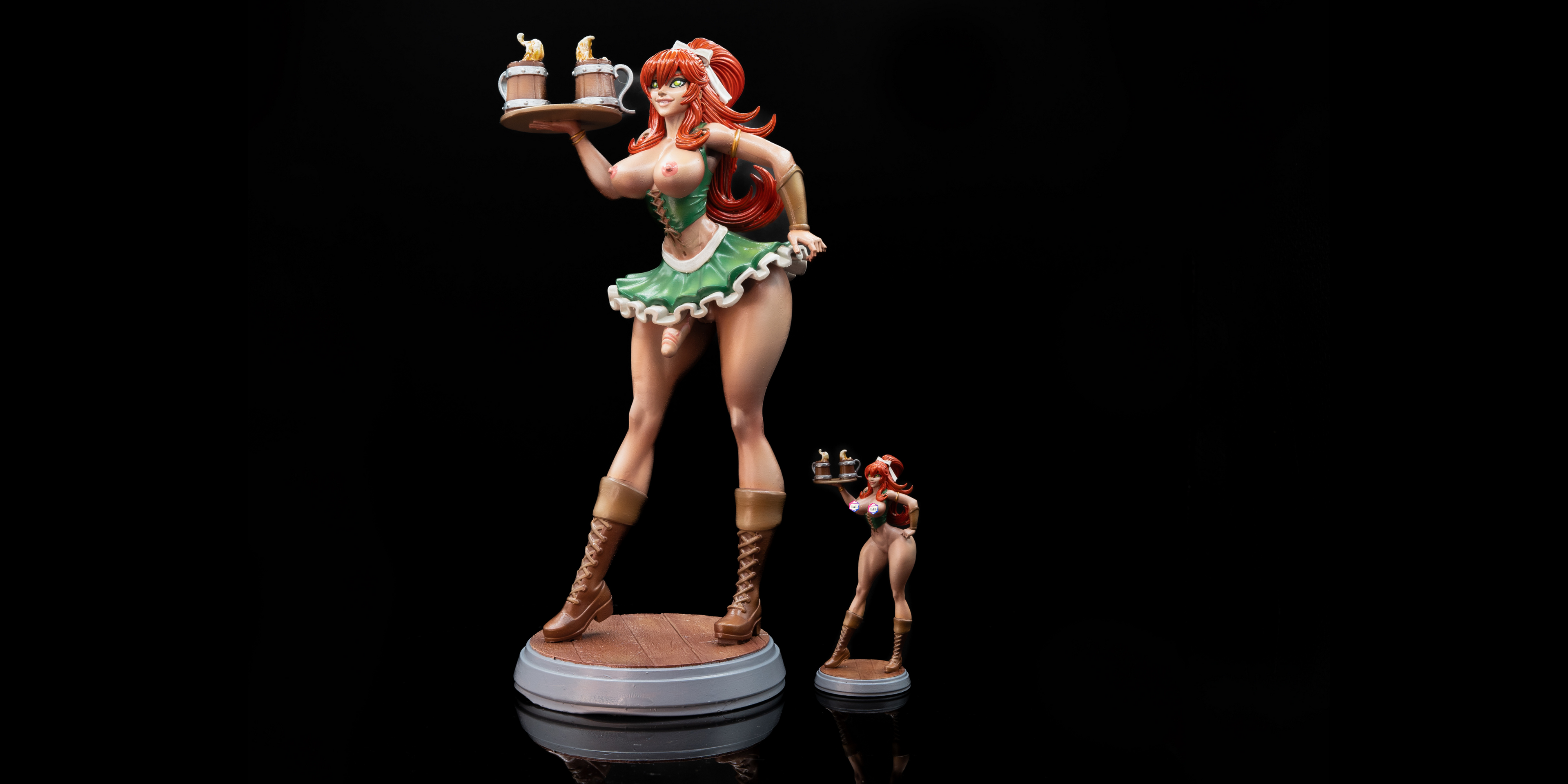 Barmaid Oktoberfest Resin Statue – SFW / NSFW / FUTA Options – Hand-Painted Erotic Beer Festival Figure 25 cm / 9.8’’