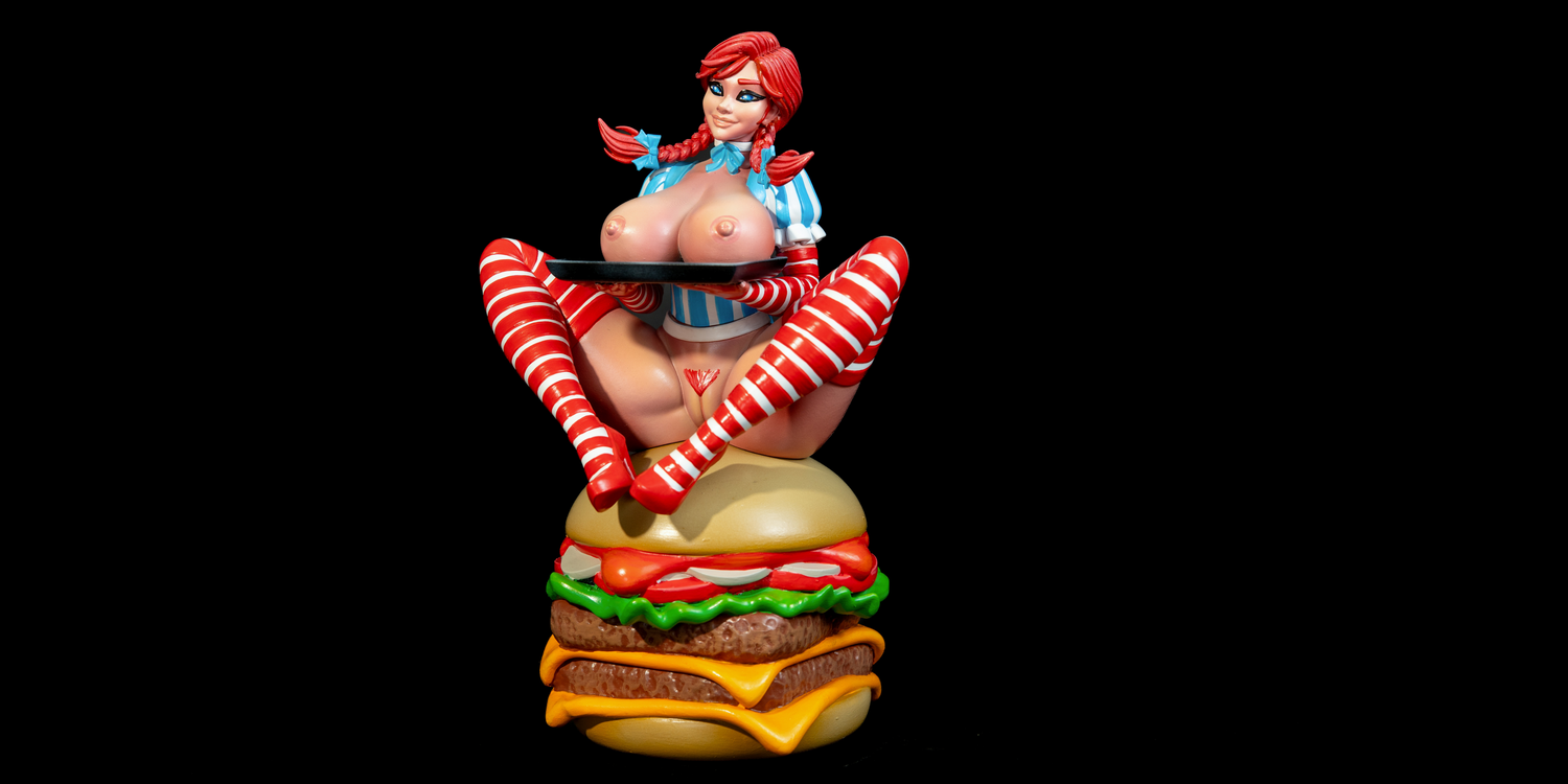 Sexy Wendy’s Burger Resin Statue – SFW / NSFW / FUTA Options – Hand-Painted Erotic Fast Food Mascot Figure 18cm-7''