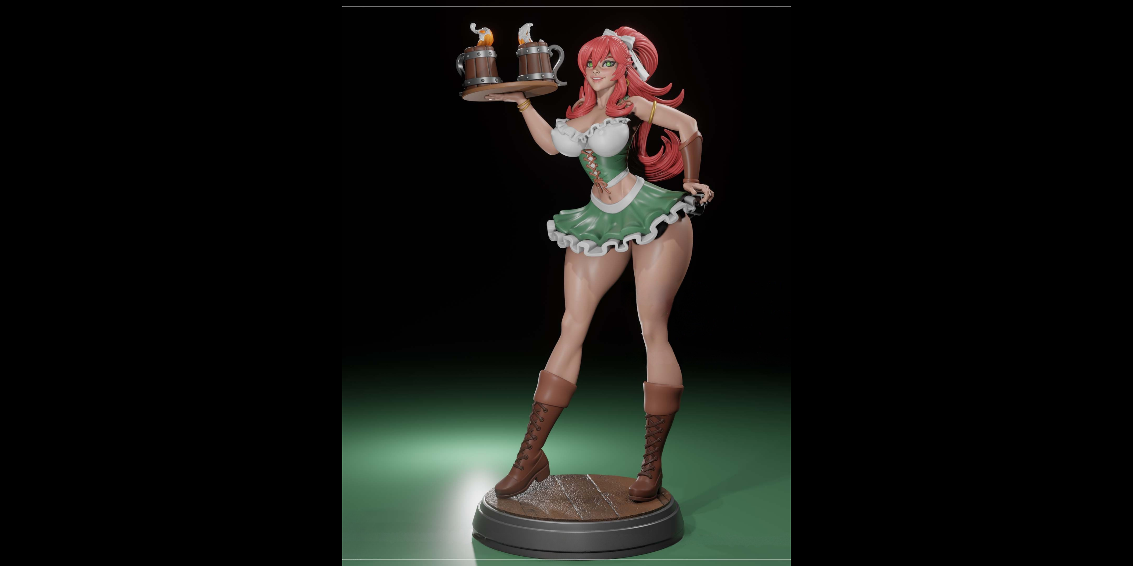 Barmaid Oktoberfest Resin Statue – SFW / NSFW / FUTA Options – Hand-Painted Erotic Beer Festival Figure 25 cm / 9.8’’