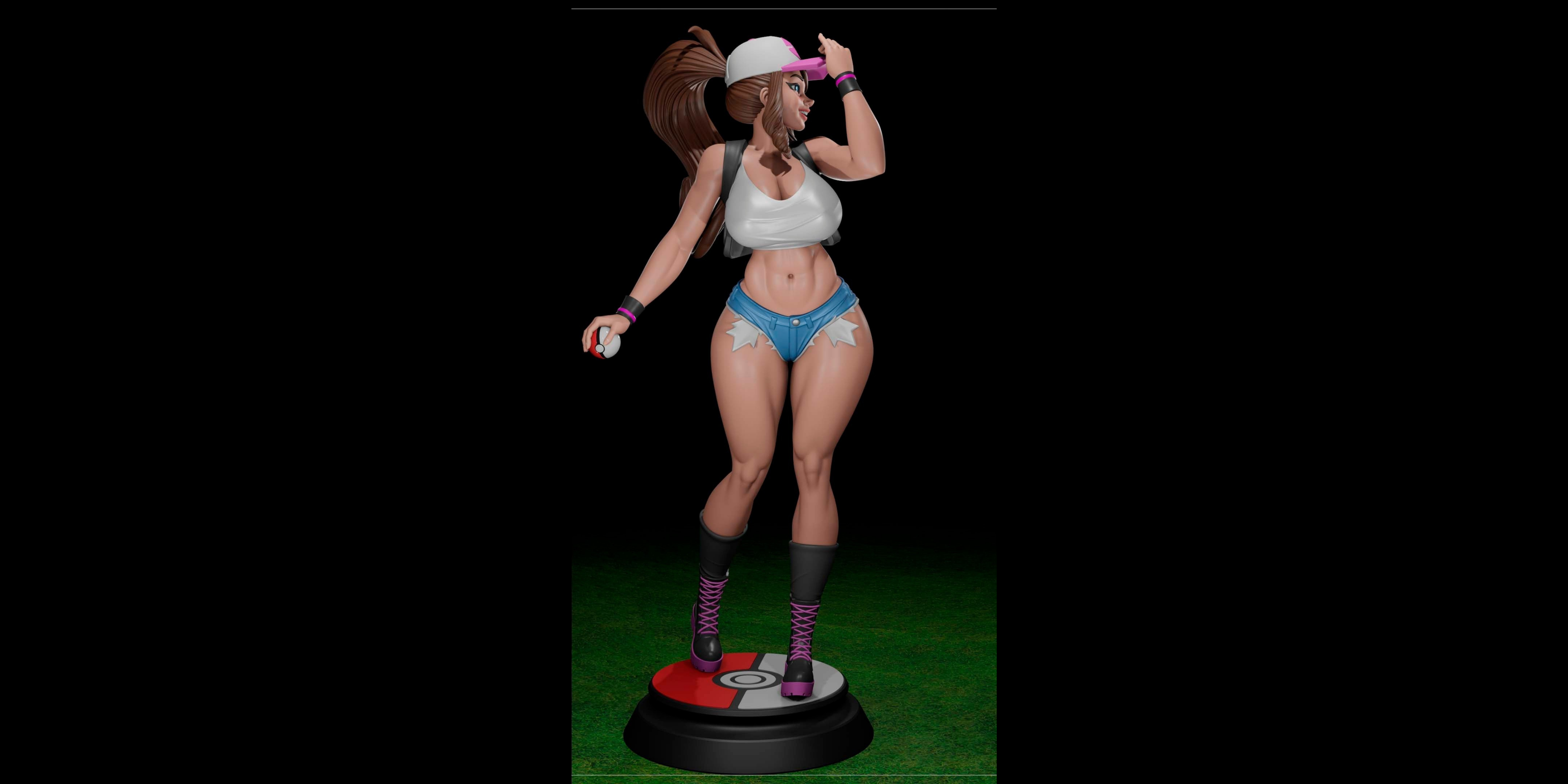 Hilda Pokémon Trainer Resin Statue – SFW / NSFW / FUTA Options – Hand-Painted Erotic Anime Figure 26cm-10''