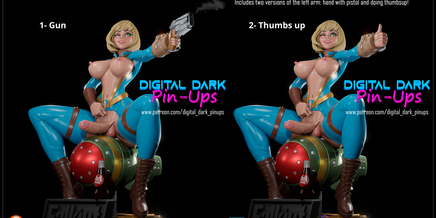 Vault Girl Fallout Resin Statue – SFW / NSFW / FUTA Options – Hand-Painted Erotic Figure with Rocket and Nuka-Cola
