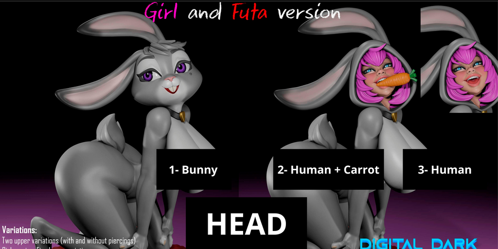 Bella Bunny Furry Resin Statue – SFW / NSFW / FUTA Options – Hand Painted Furry Fantasy Figure with Human or Rabbit Head 18cm-7''