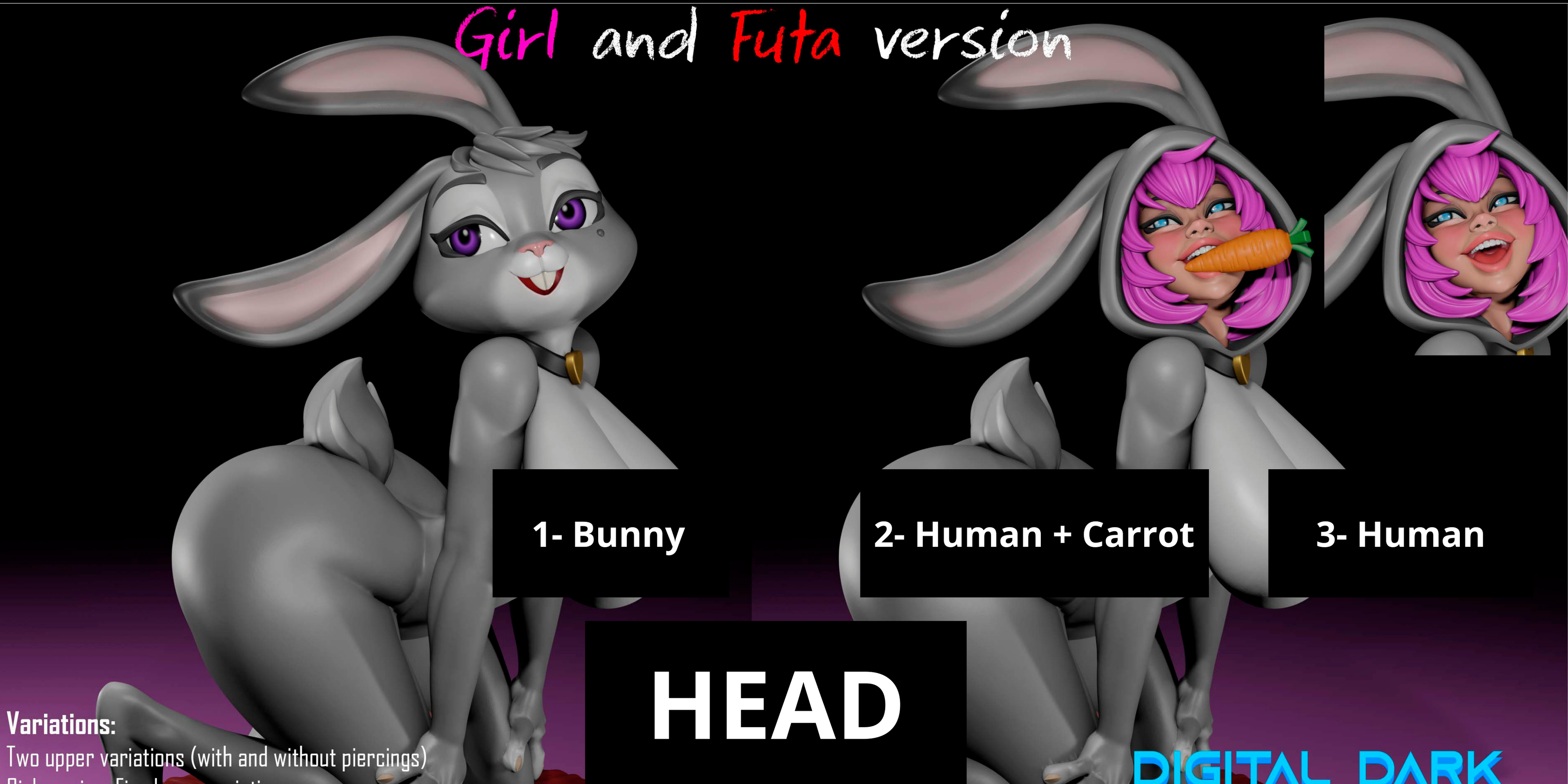 Bella Bunny Furry Resin Statue – SFW / NSFW / FUTA Options – Hand Painted Furry Fantasy Figure with Human or Rabbit Head 18cm-7''