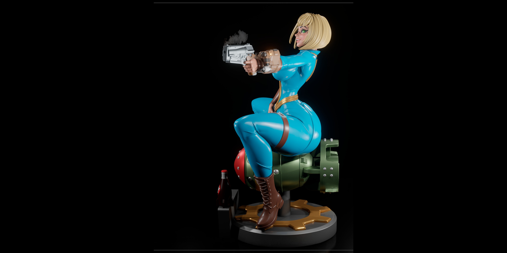 Vault Girl Fallout Resin Statue – SFW / NSFW / FUTA Options – Hand-Painted Erotic Figure with Rocket and Nuka-Cola