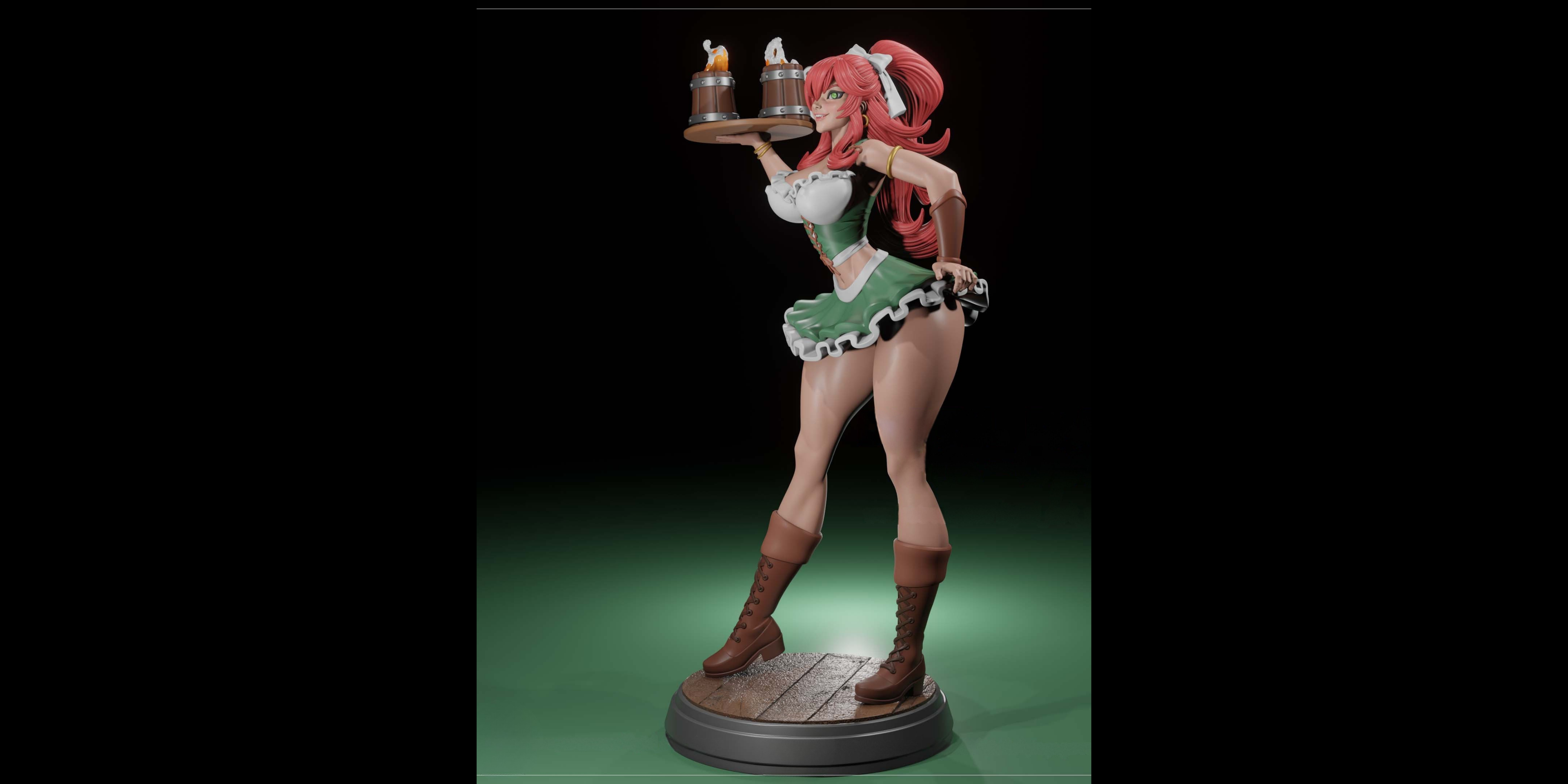 Barmaid Oktoberfest Resin Statue – SFW / NSFW / FUTA Options – Hand-Painted Erotic Beer Festival Figure 25 cm / 9.8’’