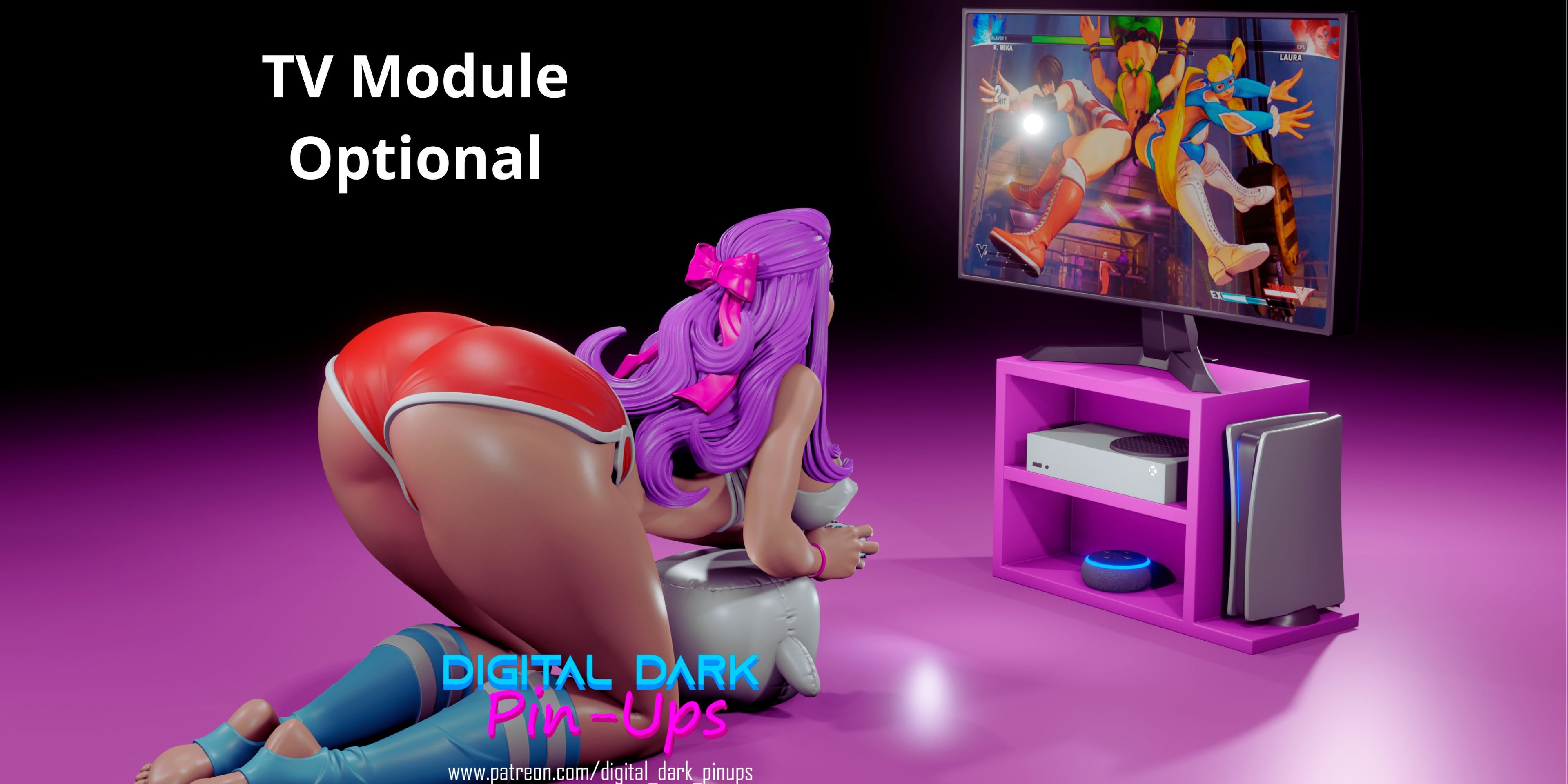 Sexy Gamer Girl Resin Statue – SFW / NSFW / FUTA Options – Hand-Painted Erotic Figure with Boo Puff Gaming Base  10cm-4''