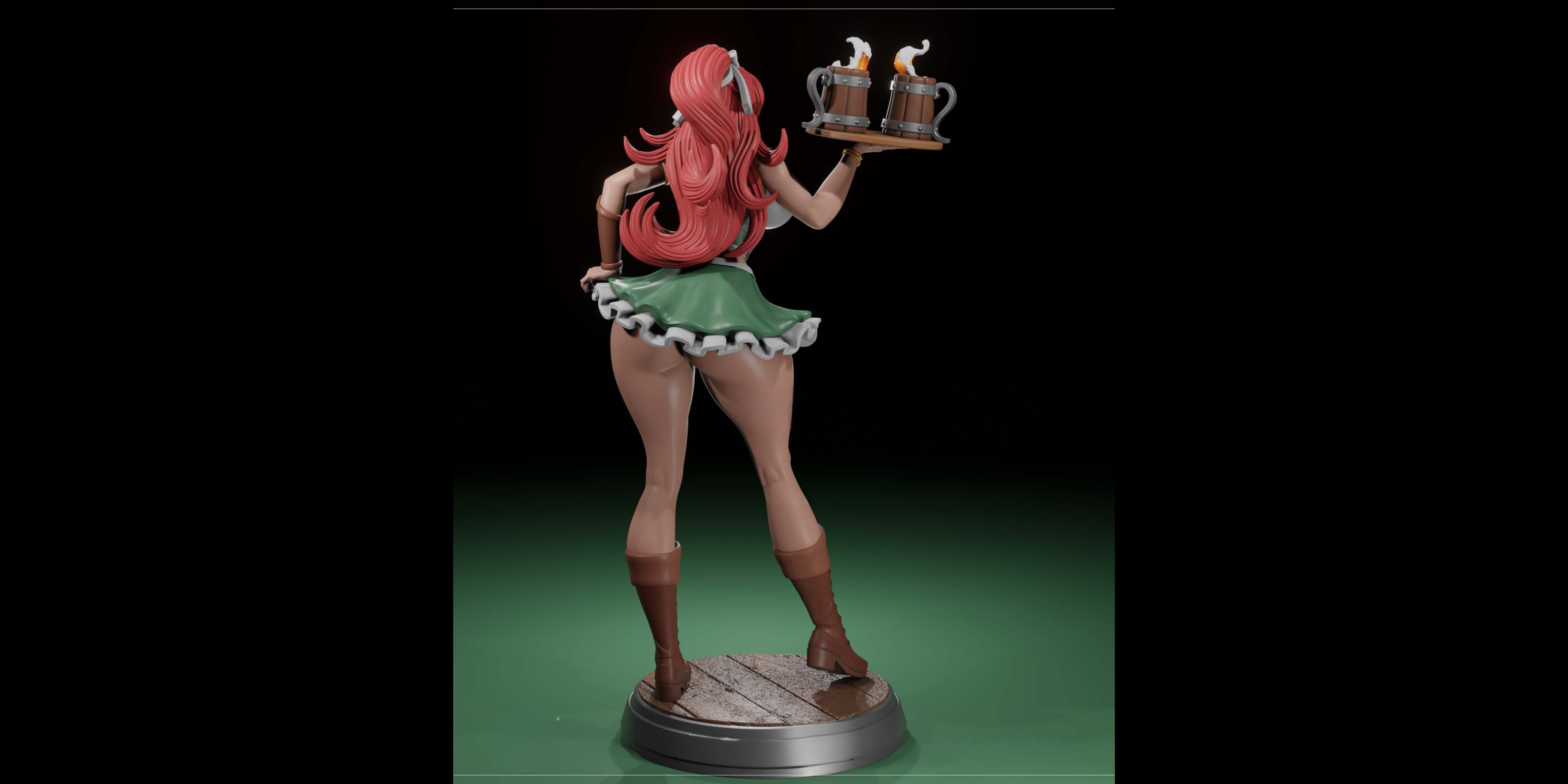 Barmaid Oktoberfest Resin Statue – SFW / NSFW / FUTA Options – Hand-Painted Erotic Beer Festival Figure 25 cm / 9.8’’