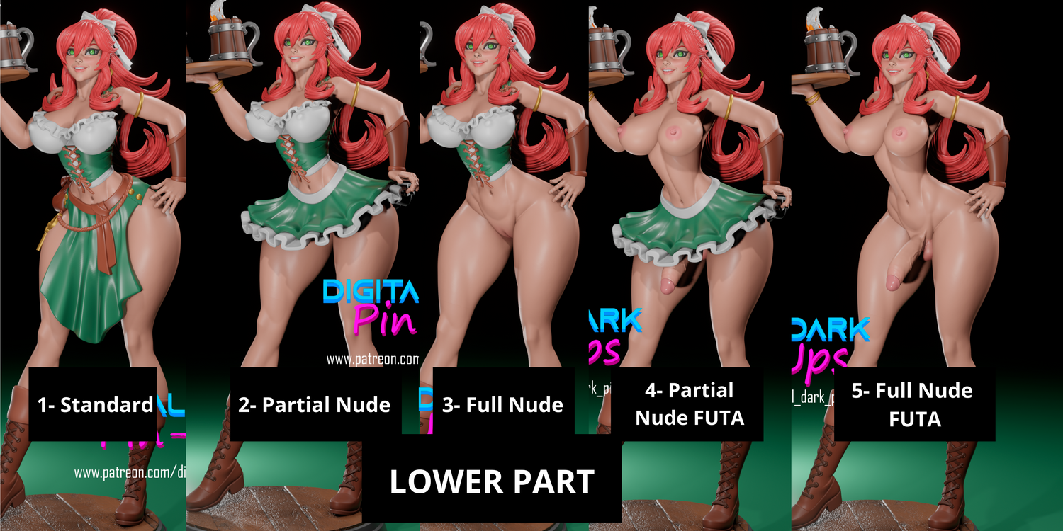 Barmaid Oktoberfest Resin Statue – SFW / NSFW / FUTA Options – Hand-Painted Erotic Beer Festival Figure 25 cm / 9.8’’