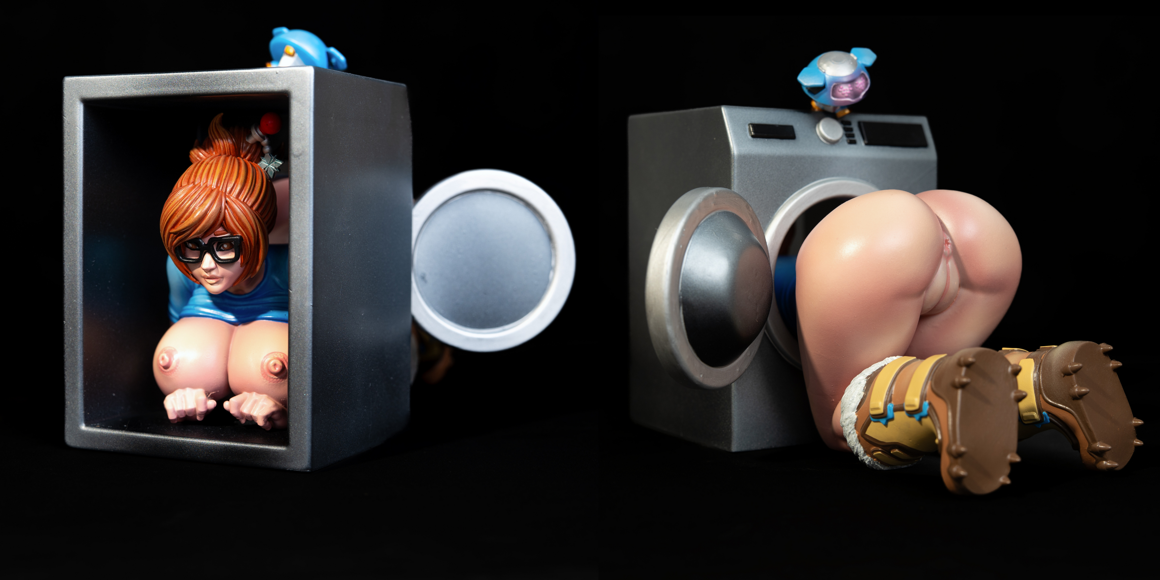 Mei Overwatch Resin Statue – SFW / NSFW / FUTA Options – Erotic Parody Figure Stuck in Washing Machine  13cm-5'
